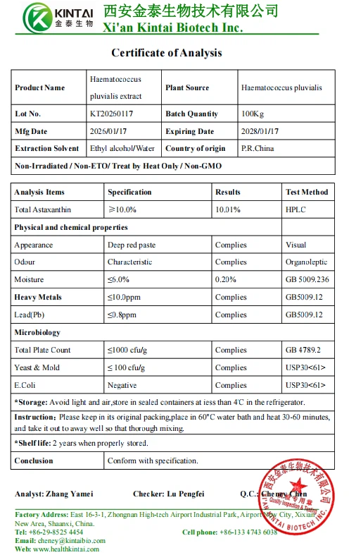 Astaxanthin Oil COA Astaxanthin Oil COA